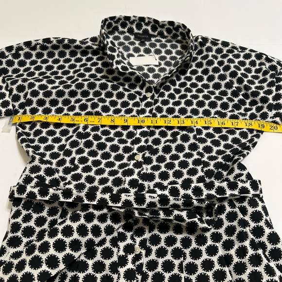 Talbots Women’s Black and White Printed short sleeve belted shirt  Dress size 4 - Picture 9 of 11
